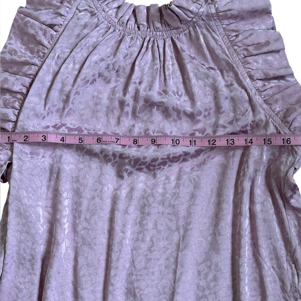 Karlie Lilac Leopard Jacquard Ruffle Sleeve Blouse Size Small - Picture 6 of 8